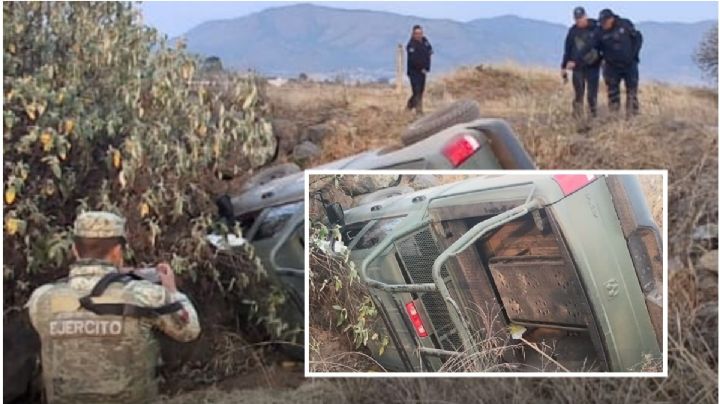 Camioneta del Ejército se vuelca en Cuautepec; hubo varios heridos