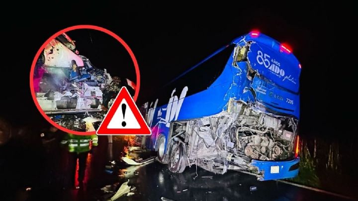 Tráiler choca contra ADO estacionado en carretera Las Matas, al sur de Veracruz