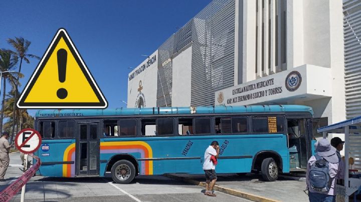 Autobús boqueño choca contra Escuela Náutica Mercante de Veracruz