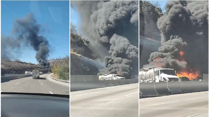 México-Querétaro: explota pipa a la altura de Tepeji; llamas se salieron de control