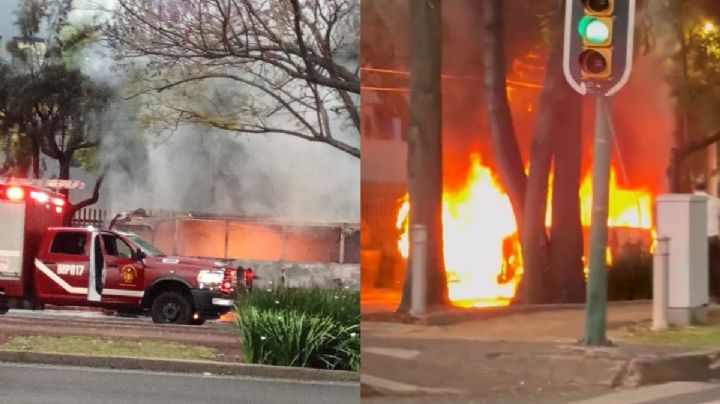 Camión de transporte público se incendia en Miguel Ángel de Quevedo | IMAGENES