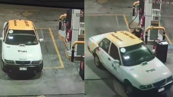 Taxista pide tanque lleno de gasolina y huye sin pagar en Pachuca I VIDEO
