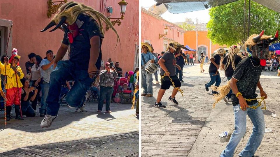 Entre máscaras, chicotes y mecates los robenos brincaron y corrieron de alegría. 
