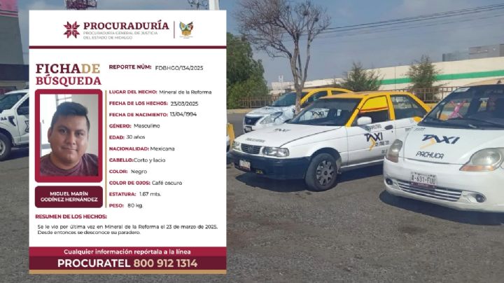 Taxistas se movilizan en Pachuca, exigen búsqueda de uno de sus compañeros desaparecido
