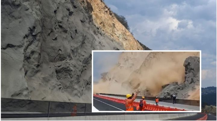 Se desgaja cerro en la nueva carretera Real del Monte-Huasca | VIDEO