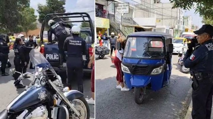 Persecución en zona metropolitana de Pachuca: Entre 6 policías detienen a conductor de mototaxi