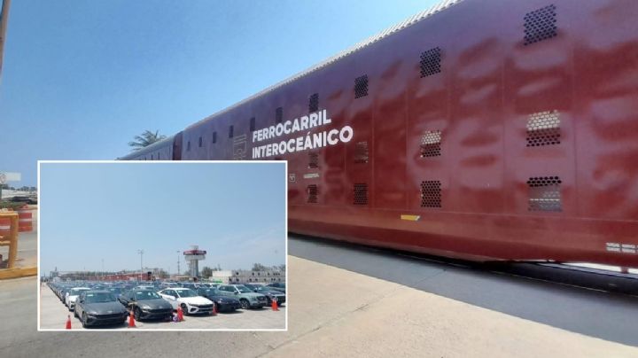 Tren Interoceánico transporta 600 automóviles de Corea del Sur en Veracruz