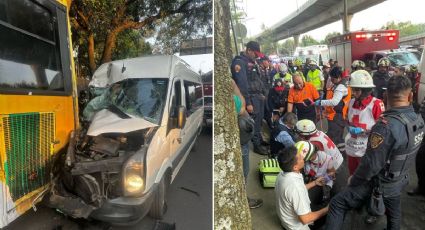 Camioneta escolar choca en Periférico y Camino a Santa Teresa, Tlalpan; hay 8 menores lesionados