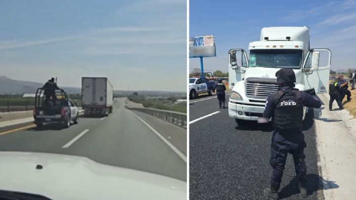 Persiguen a trailero desde Michoacán y lo detienen en Guanajuato | VIDEO