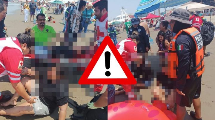 Así fue el rescate de tres personas en playa de Coatzacoalcos
