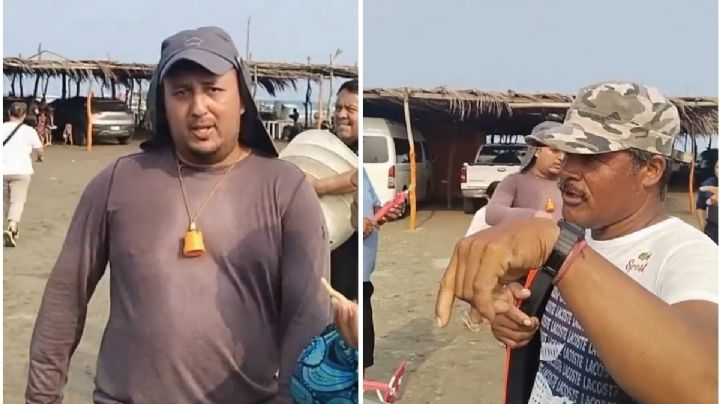 VIDEO: Así exhibieron a palapero de Chachalacas por correr a bañistas de la playa