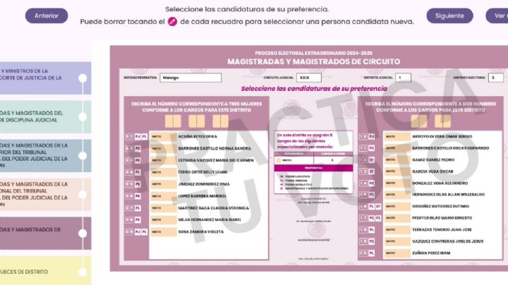 Elección judicial: Estas son las 20 candidaturas que aparecerán en la boleta rosa en Hidalgo