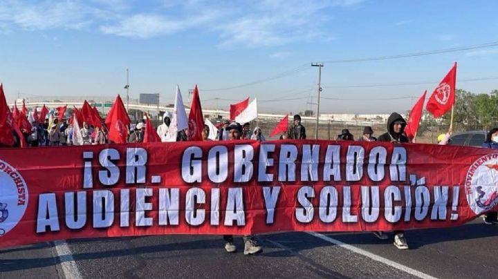 México-Pachuca: Manifestación avanza lentamente hacia la capital hidalguense