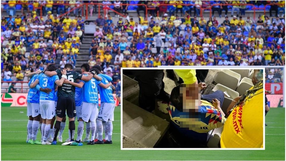 El aficionado del América estaba en su lugar cuando le fue arrojado un vaso desde un palco