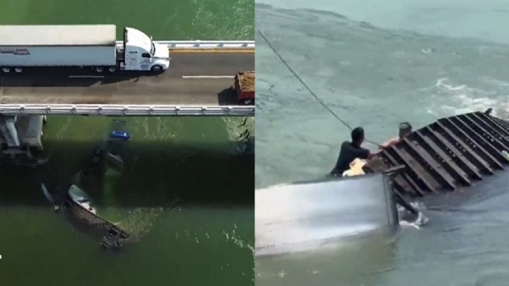 Ni el agua impidió rapiña de camión accidentado en Tabasco