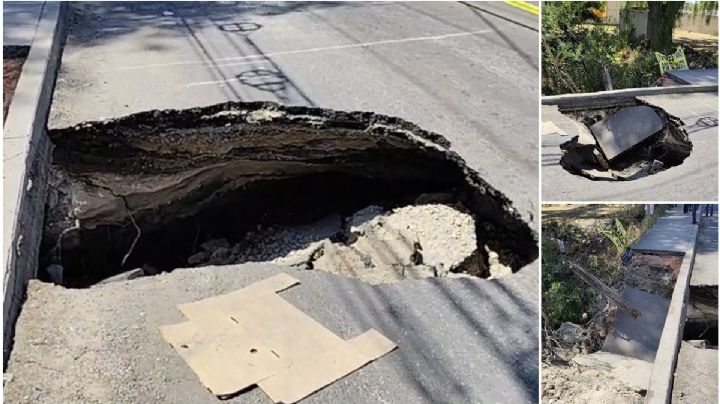 Cierran carretera en Hidalgo por socavón del tamaño de un refrigerador; aquí se ubica