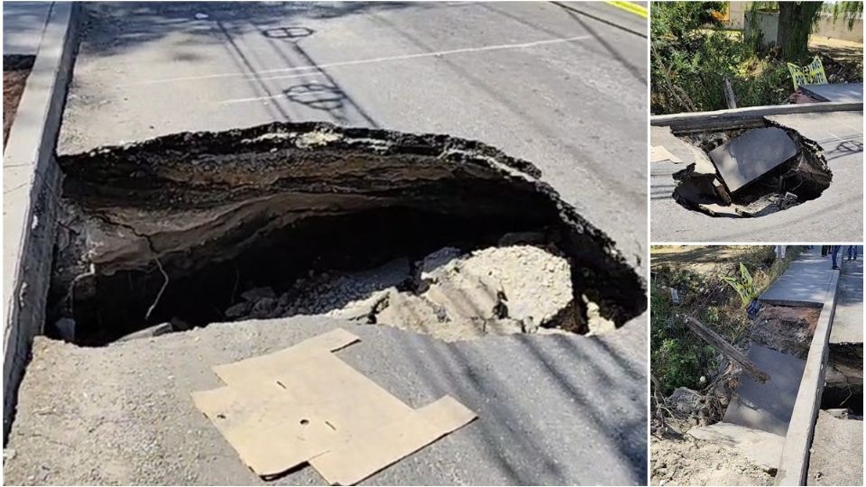 El socavón tiene aproximadamente dos metros cuadrados