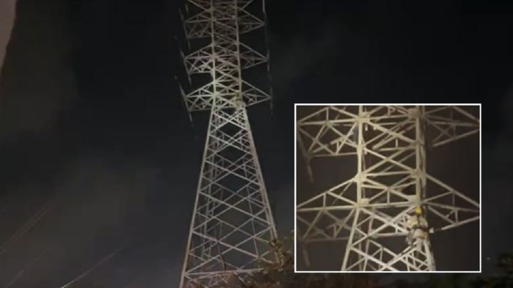 Hombre escala torre eléctrica en la colonia Díaz Serdán de Veracruz
