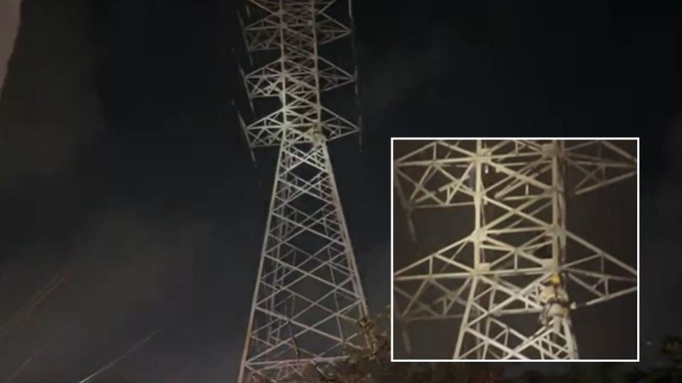 Hombre escala torre eléctrica en la colonia Díaz Serdán de Veracruz