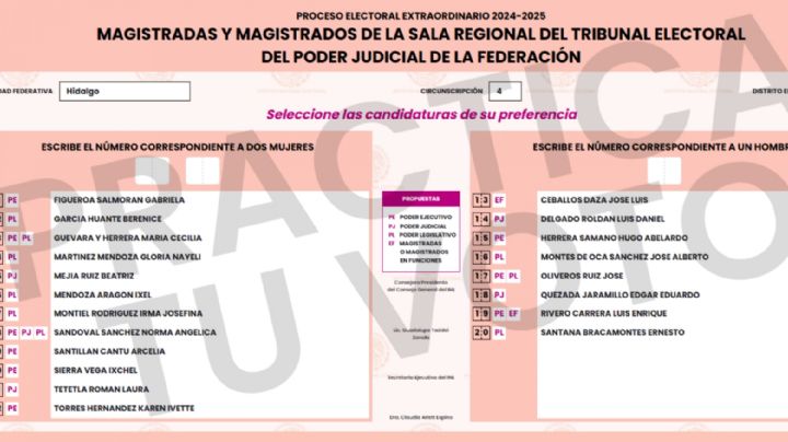 Esta es la boleta salmón para Hidalgo; conoce las 20 candidaturas al Poder Judicial