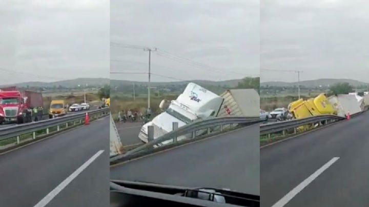 Alerta vial: el choque de cuatro tractocamiones detuvo el tráfico en esta carretera de Guanajuato