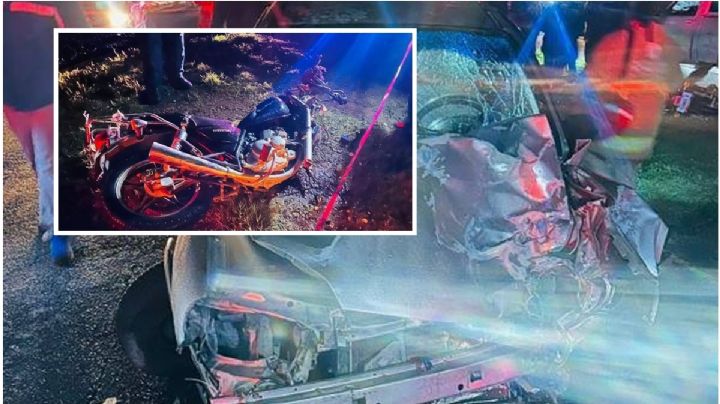 Chevy y moto chocan en carretera de Hidalgo: un muerto y 3 heridos