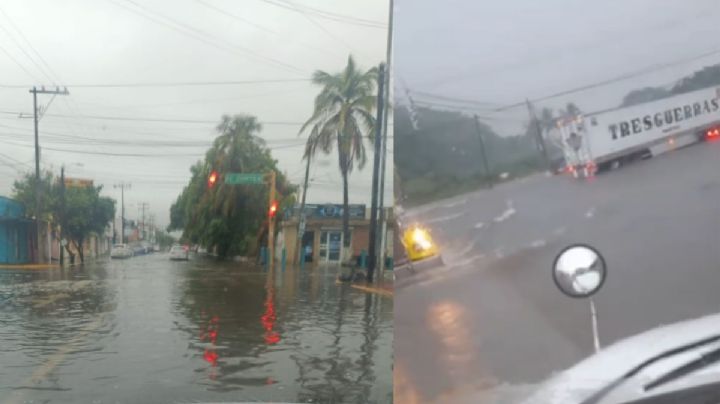 Calles inundadas en Veracruz tras lluvias por paso del huracán Erick en el país