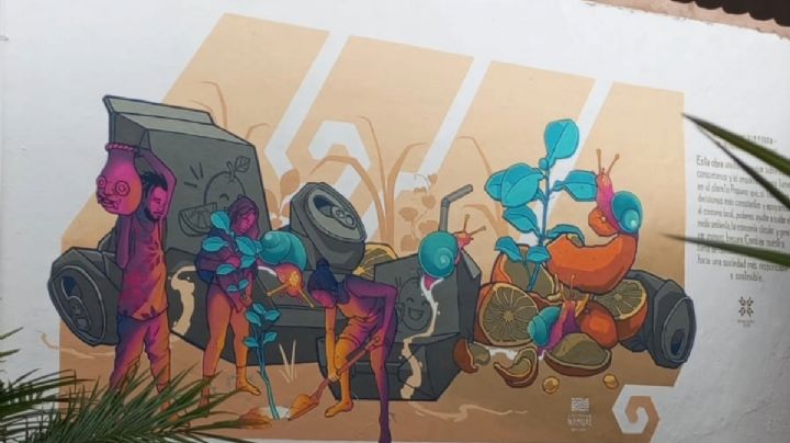 Alejandro Nahual promueve el consumo orgánico con un mural