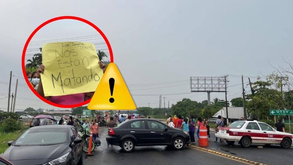 Bloqueo por olor a químico cumple más de 12 horas en carretera Coatzacoalcos-Villahermosa