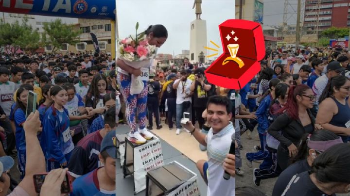 Novio sorprende a deportista con propuesta de matrimonio en carrera "Eco Runners" de Coatzacoalcos