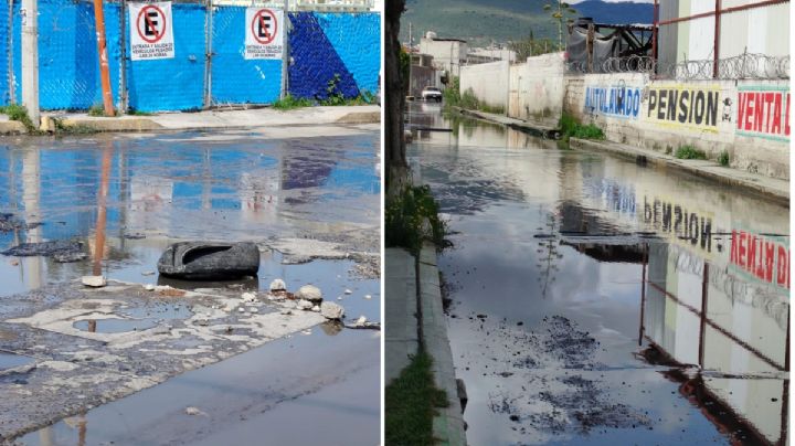 Fuga de aguas negras cumple 3 semanas y Caasim no arregla; acusan vecinos de Pachuca