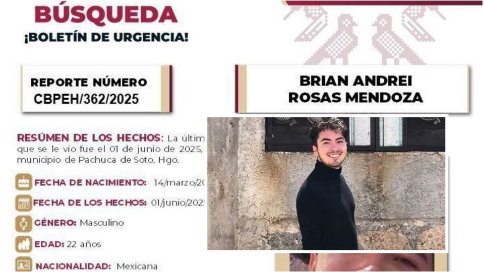 El joven de 22 años de edad desapareció desde el domingo primero de junio