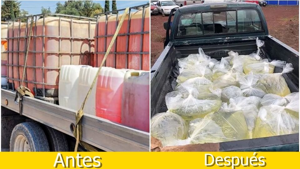 El huachicol dejó de ser llevado en bidones a mejor en bolsas de plástico