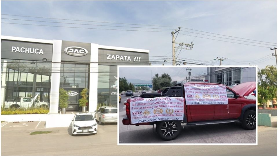 La protesta causó leve tráfico en Pachuca, frente a la agencia