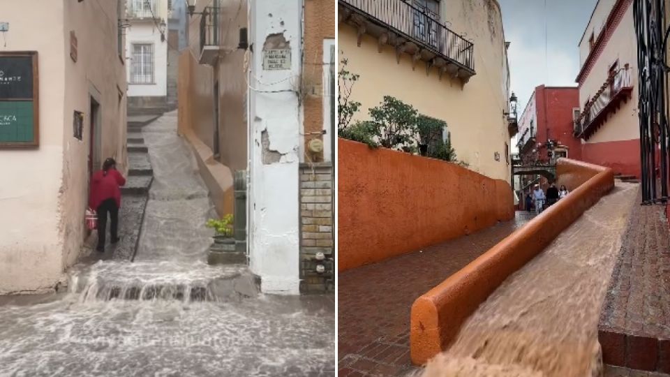 Las cascadas ayer en Guanajuato capital.
