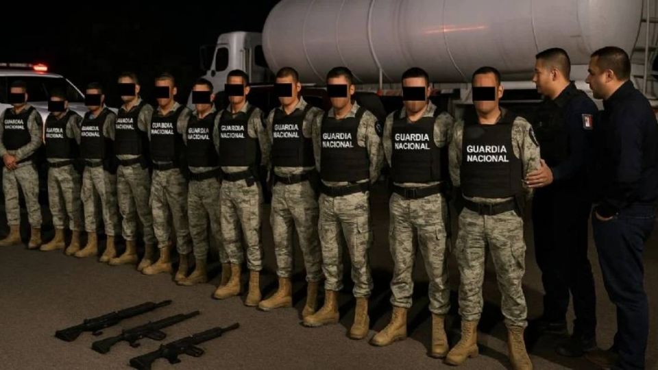 Los agentes detenidos en una comunidad del municipio de Apaseo el Alto, Guanajuato.