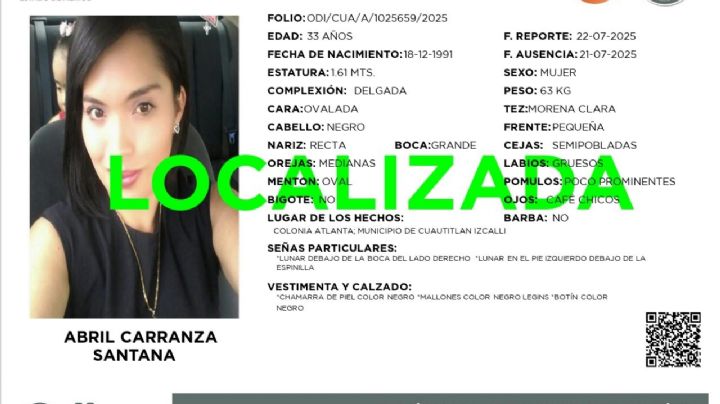 Localizan con vida a Abril Carranza; se ausentó por decisión propia