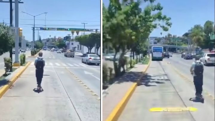 Personas en patines o scooters invaden carriles exclusivos de las orugas en León