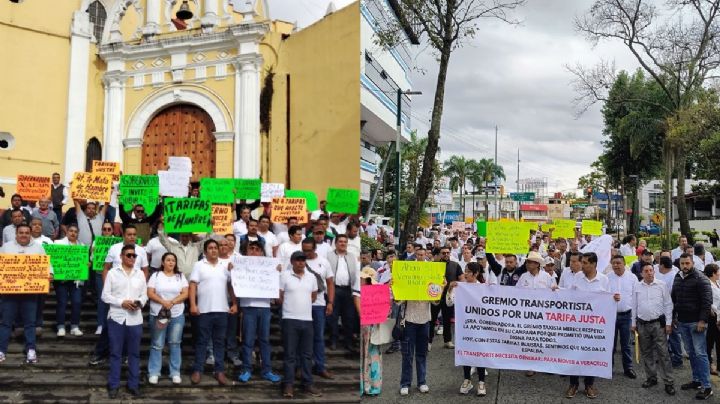 Taxistas de Xalapa se manifiestan en Plaza Lerdo por ajustes en tarifas; esto exigen