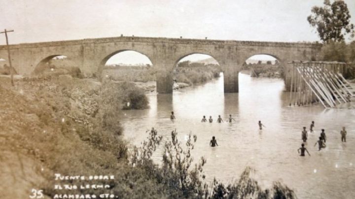 Foto de cuando se podía nadar y pescar en el Río Lerma