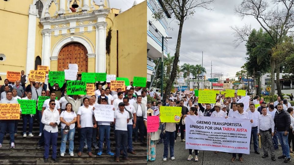 Taxistas de Xalapa se manifiestan en Plaza Lerdo por ajustes en tarifas; esto exigen