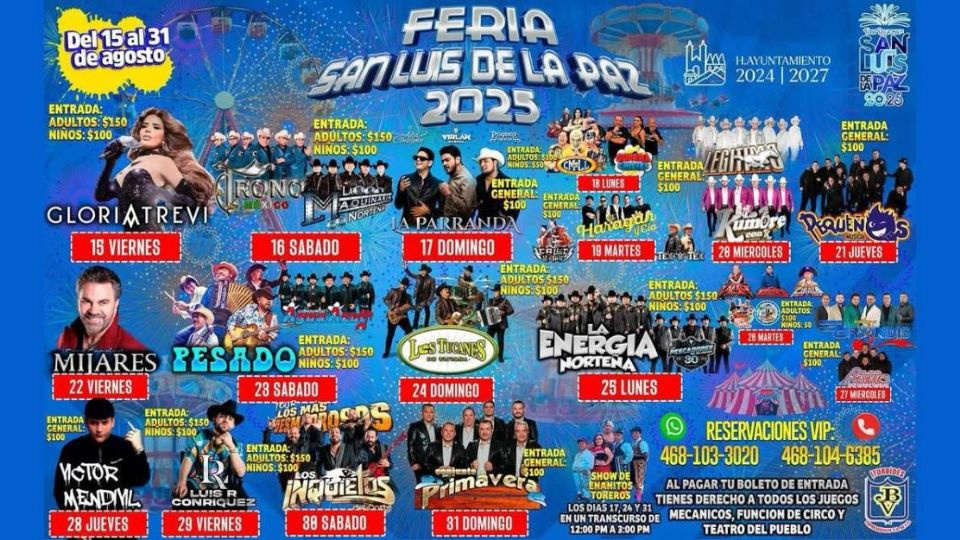 San Luis de la Paz lanza su Feria Regional “Díaz de Mercado” 2025 con una atractiva cartelera de artistas.