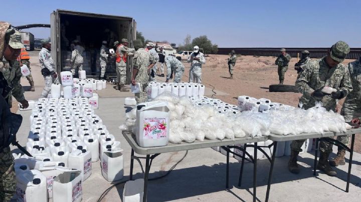 Ejército y Guardia Nacional decomisan droga oculta en tractocamión en Sonora