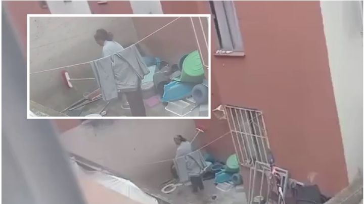 Indignante: mujer golpea a un perrito en el patio de su casa en Pachuca | VIDEO