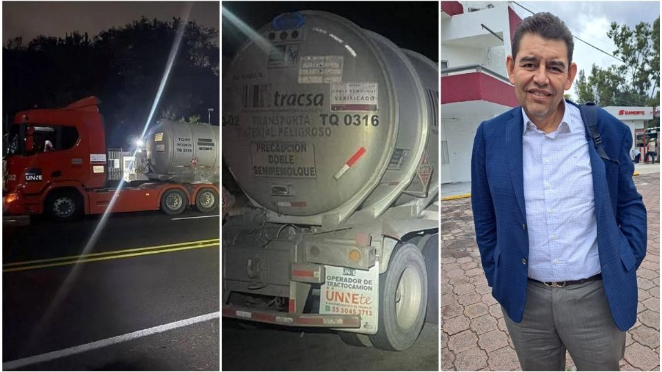 El tráiler y los remolques portaban logotipos de UNNE, empresa ligada al regidor