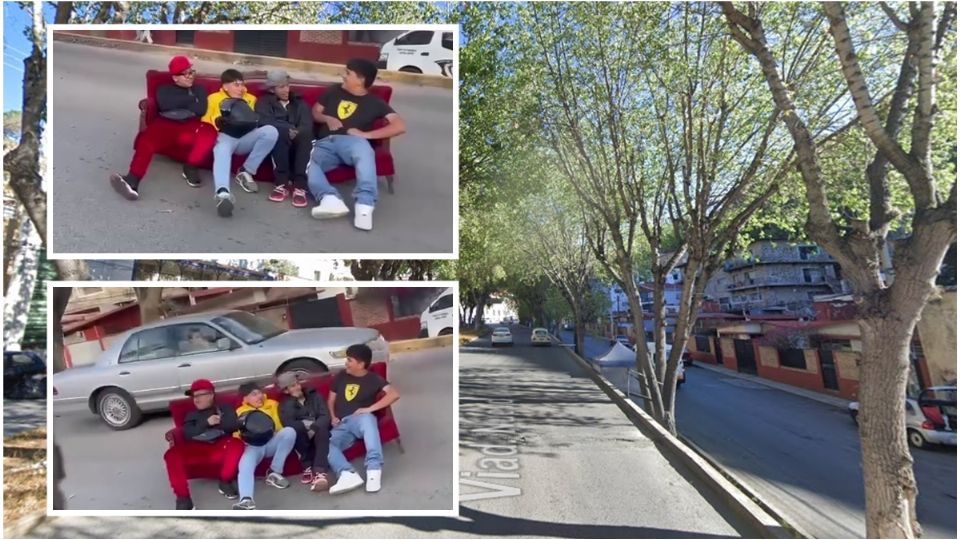 Los conductores debieron esquivar a los jóvenes y su sillón