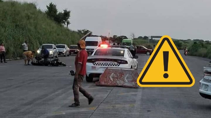 Accidente de motos en km 13.5 en Veracruz deja 1 muerto y 2 heridos
