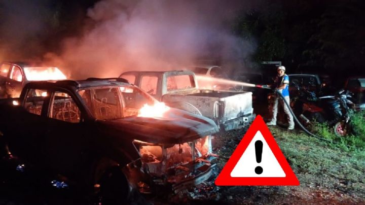 En Acayucan queman corralón "Grúas MG" y se calcinan 27 vehículos