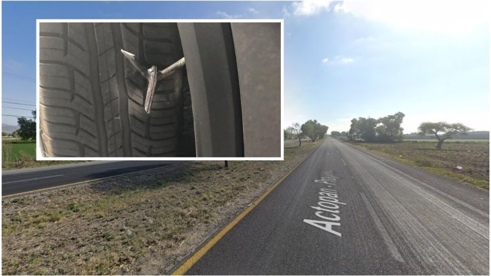 Los ponchallantas son dejados en puntos específicos de la carretera