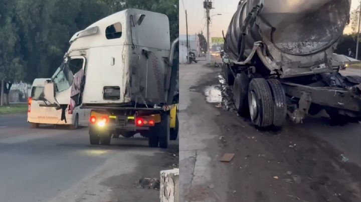 Pipa de agua se volcó en la México-Texcoco esta madrugada; el conductor fue trasladado a un hospital